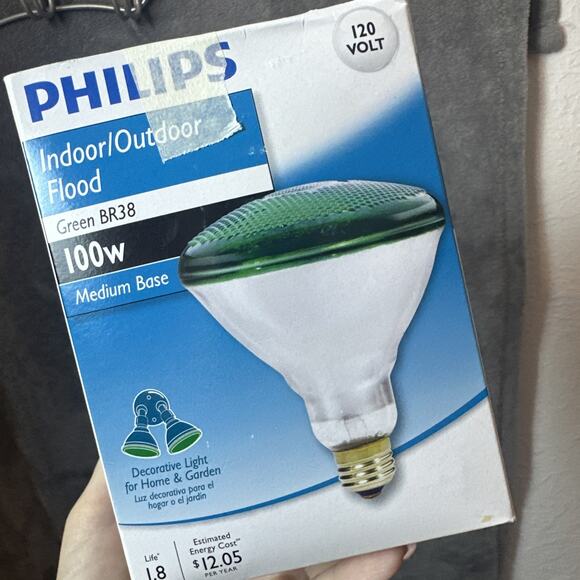 Philips 100 Watt Colored Flood Light Bulb Red BR38 - Picture 5 of 7